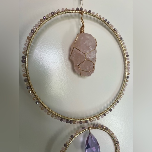 Rose Quartz & Crystal Sun Catcher - Picture 4 of 4